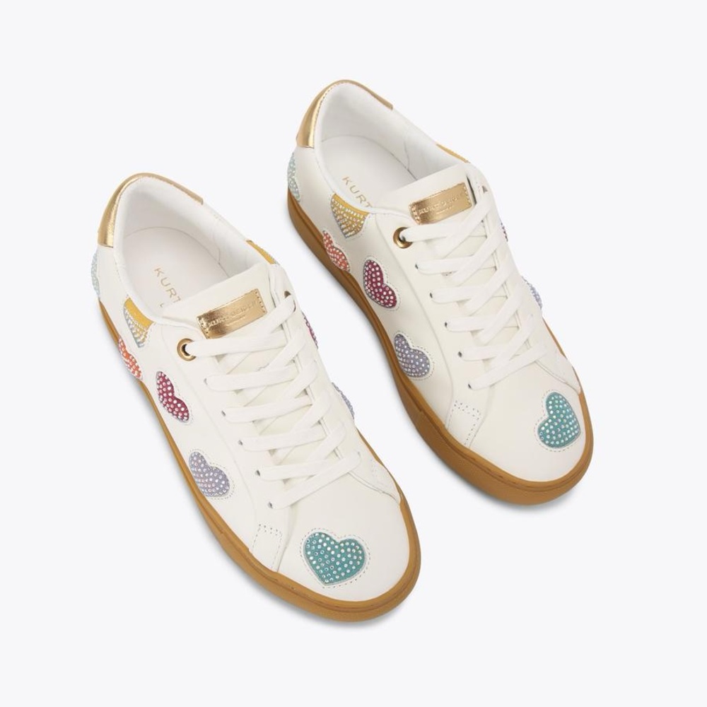 Kurt Geiger White Lane Love Leather Heart-Accent Sneakers